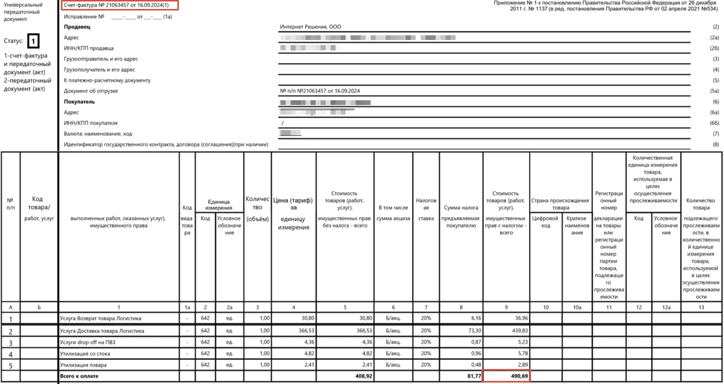 Загрузка продаж Озон по месяцам (договор в BYN) для фирмы на УСН 17