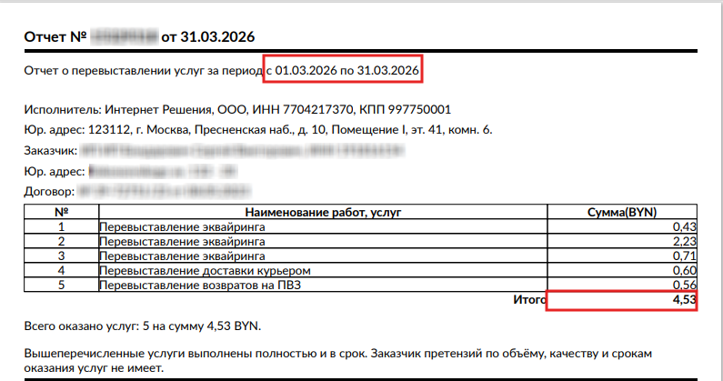 Загрузка продаж Озон по месяцам (договор в BYN) для фирмы на УСН (с 01.01.2026) 13