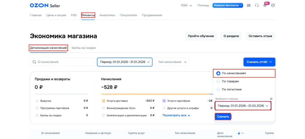 Загрузка продаж Озон по дням (договор в BYN) для фирмы на УСН (с 01.01.2026) 1