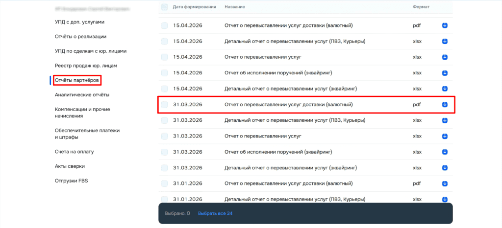 Загрузка продаж Озон по дням (договор в BYN) для фирмы на УСН (с 01.01.2026) 2