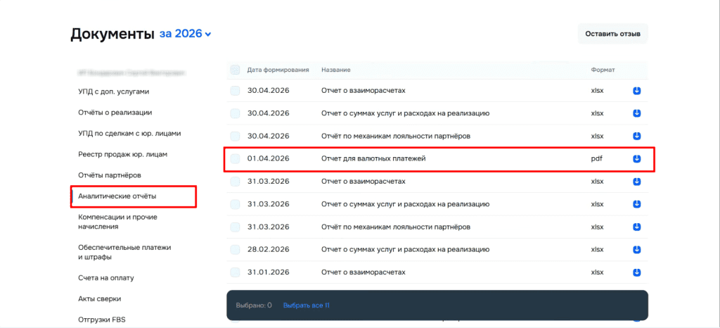 Загрузка продаж Озон по месяцам (договор в BYN) для фирмы на УСН (с 01.01.2026) 3